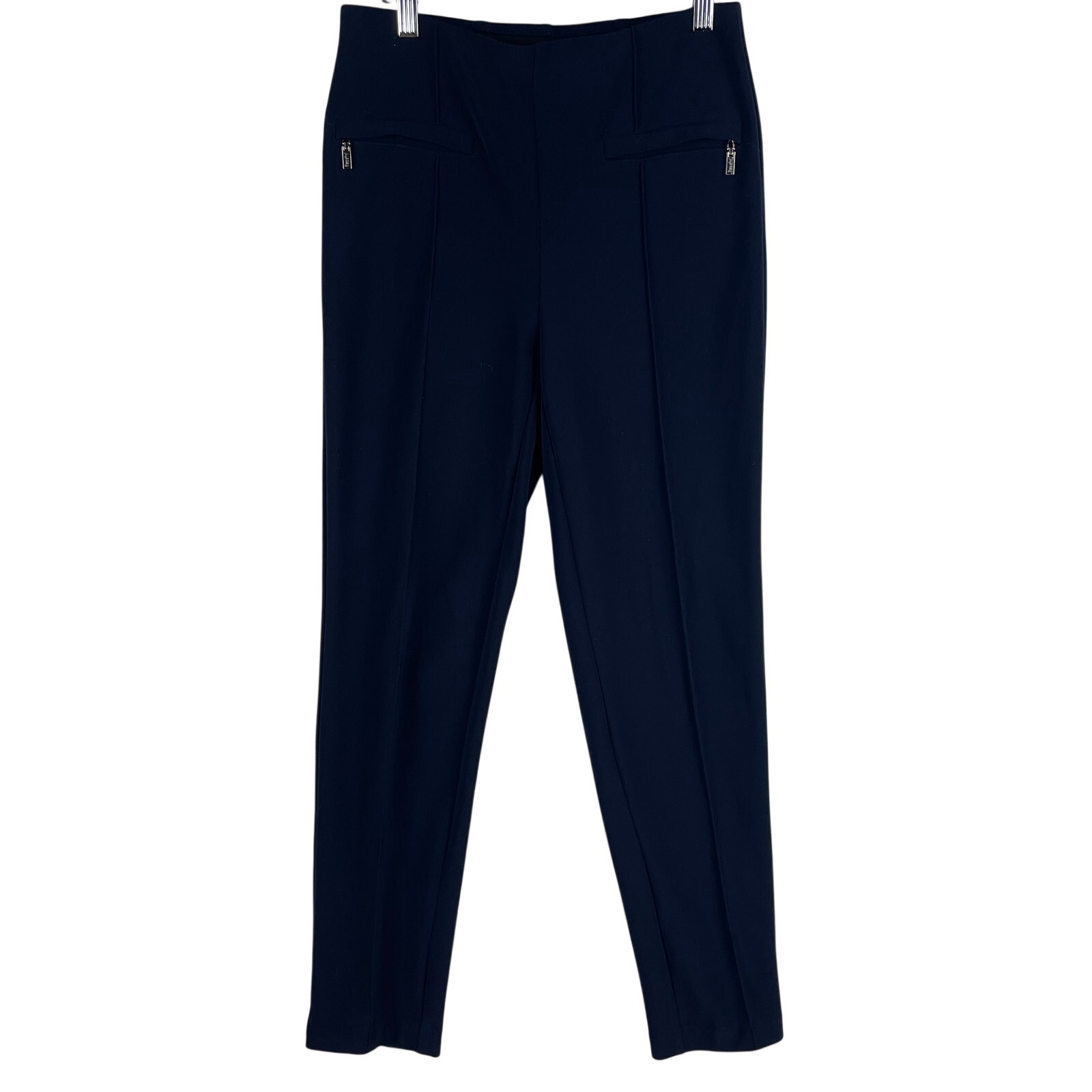 Joseph Ribkoff Womens Slim Ankle Pants Size 6 Navy Blue Signature Zipper Pull On